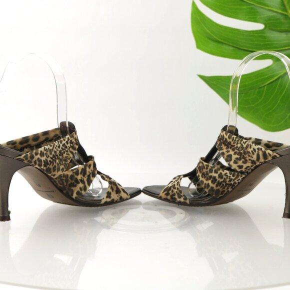 Donald Pliner Womens Jass Sandal Size 8.5 Brown Leopard Strappy Heel Mule Slide - Picture 8 of 13